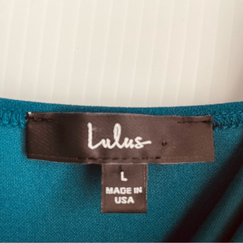 Lulu’s Forever Your Girl teal blue bodycon dress size large mini dress - Picture 4 of 8